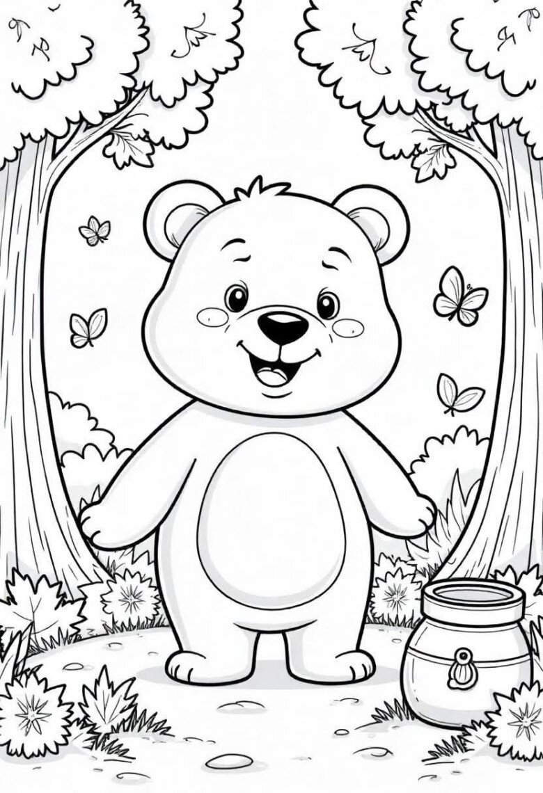 20 bức tranh tô màu chú gấu "siêu dễ thương", giúp bé chơi vui và phát triển trí tưởng tượng - 14