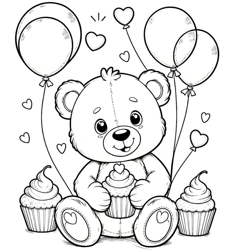 20 bức tranh tô màu chú gấu "siêu dễ thương", giúp bé chơi vui và phát triển trí tưởng tượng - 19