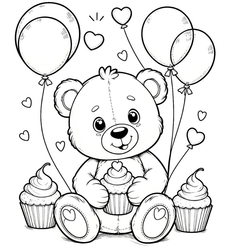 20 bức tranh tô màu chú gấu "siêu dễ thương", giúp bé chơi vui và phát triển trí tưởng tượng - 9