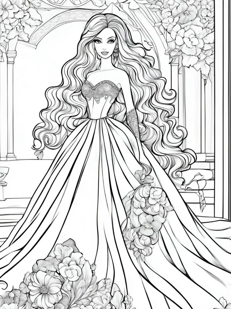 Top 20 tranh tô màu búp bê Barbie được bé gái yêu thích nhất - 10