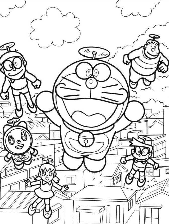 Tranh tô màu Doraemon và Nobita, khơi gợi trí tưởng tượng, niềm vui tuổi thơ cho bé - 13