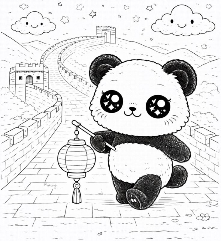 Tranh tô màu gấu trúc cho bé mầm non, người bạn hiền lành trong thế giới tuổi thơ - 1