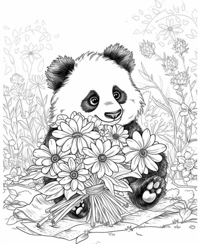 Tranh tô màu gấu trúc cho bé mầm non, người bạn hiền lành trong thế giới tuổi thơ - 11