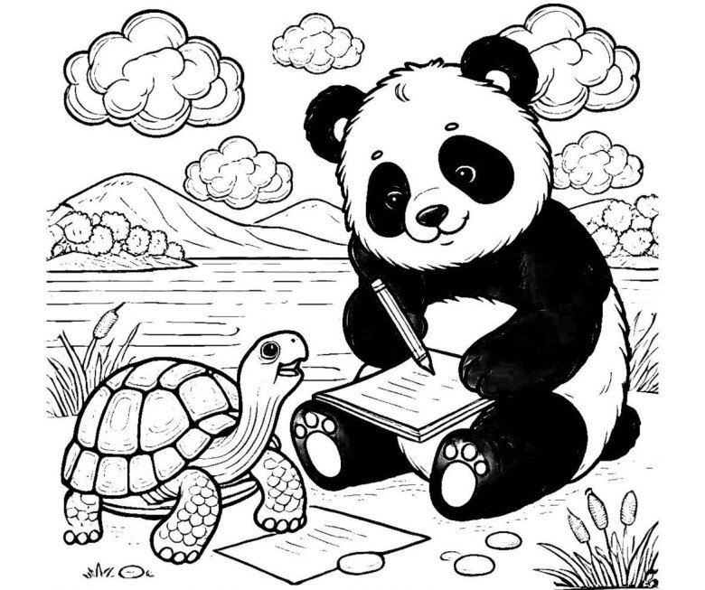 Tranh tô màu gấu trúc cho bé mầm non, người bạn hiền lành trong thế giới tuổi thơ - 17