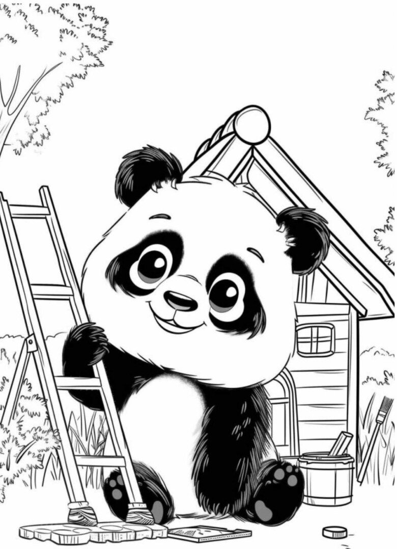 Tranh tô màu gấu trúc cho bé mầm non, người bạn hiền lành trong thế giới tuổi thơ - 18