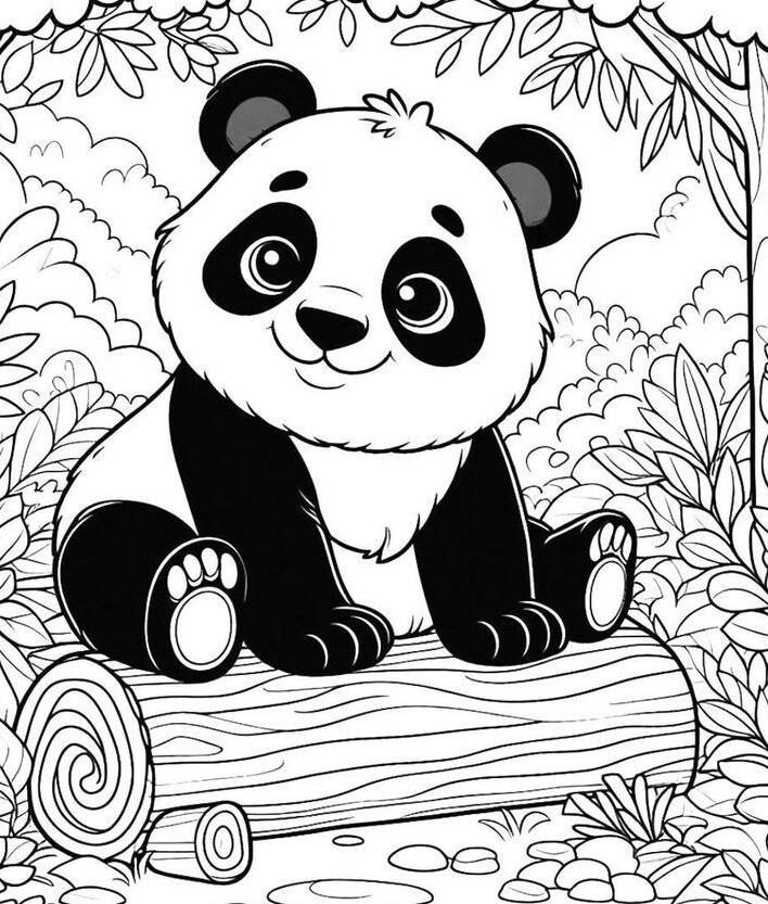 Tranh tô màu gấu trúc cho bé mầm non, người bạn hiền lành trong thế giới tuổi thơ - 2