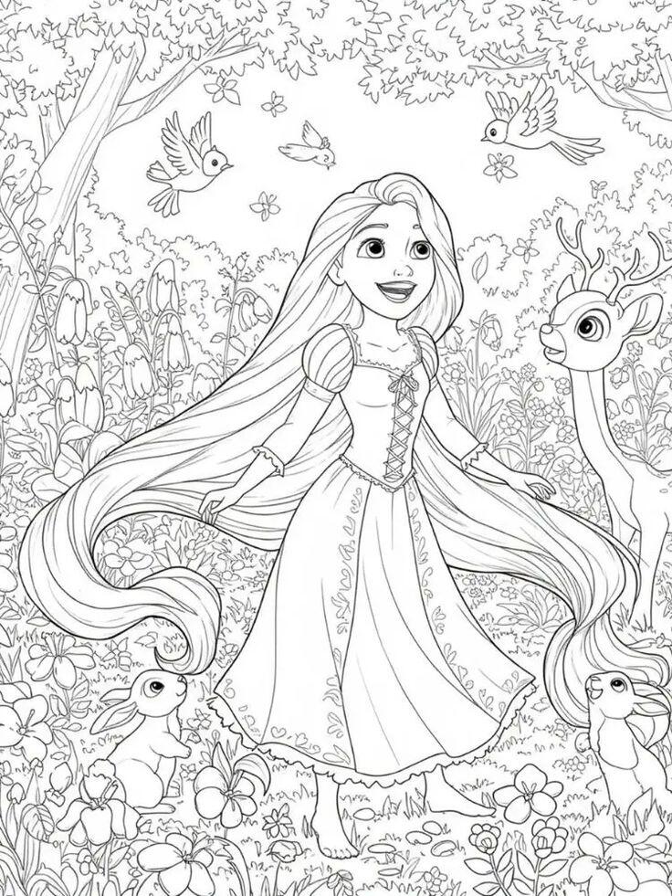 Bé khám phá mê cung màu sắc cùng tranh tô màu nàng công chúa tóc dài Rapunzel - 10