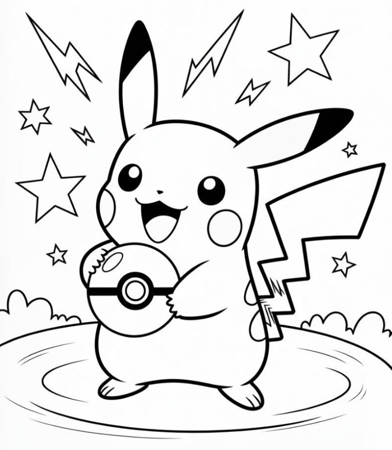 Cùng bé thỏa sức sáng tạo với tranh tô màu Pikachu dễ thương và vui nhộn - 2